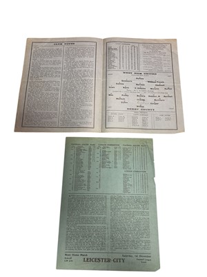 Lot 92 - West Ham v Derby County March 28th 1931 Football League Division I, 24th November 1945 Football League South (2)
