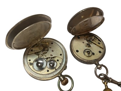 Lot 14 - 9ct gold cased Avia wristwatch, silver half hunter pocket watch and a Victorian silver fob watch on silver chain with a silver fob