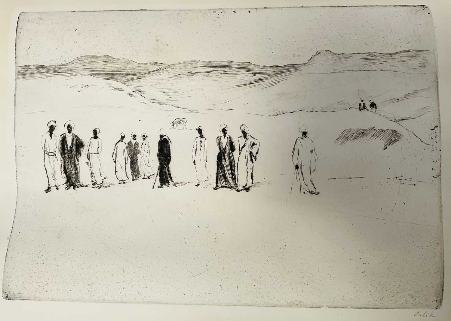 Lot 26 - Emil Orlik (1870-1932) etching, Desert scene, pencil signed