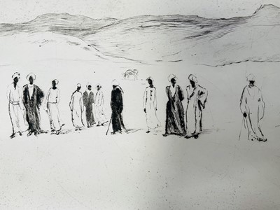 Lot 26 - Emil Orlik (1870-1932) etching, Desert scene, pencil signed