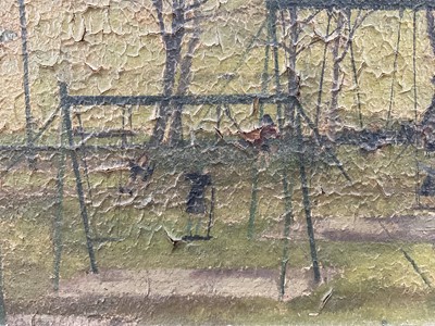 Lot 92 - S. Carratt oil on board - Playground, exhibited Young Contemporaries 1949