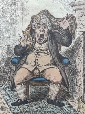 Lot 31 - James Gillray (1757-1815) hand-coloured etching - Wide Awake, pub. Hannah Humphrey, London 1806, not laid down, 19.5cm x 16.5cm, glazed frame