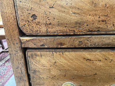 Lot 1250 - 18th century East Anglian fruitwood chest of three short and three long drawers (losses)