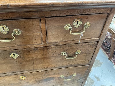 Lot 1250 - 18th century East Anglian fruitwood chest of three short and three long drawers (losses)