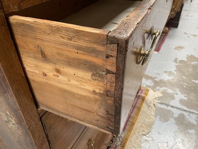 Lot 1250 - 18th century East Anglian fruitwood chest of three short and three long drawers (losses)