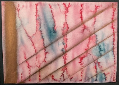 Lot 1003 - *Colin Self (b.1941) watercolour and gold paint on paper, entitled in pencil verso 'Cinema Study 1969. No. 30 (Cinema Curtain), 28th July 1969', in glazed frame Provenance: Studio 4, 2 Do...