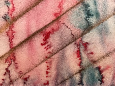 Lot 1003 - *Colin Self (b.1941) watercolour and gold paint on paper, entitled in pencil verso 'Cinema Study 1969. No. 30 (Cinema Curtain), 28th July 1969', in glazed frame Provenance: Studio 4, 2 Do...