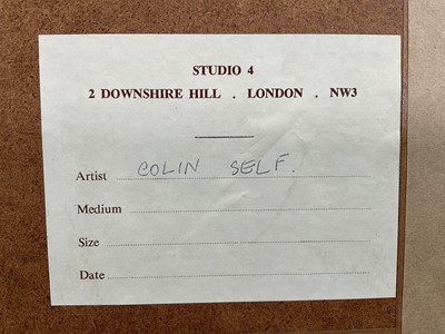 Lot 1003 - *Colin Self (b.1941) watercolour and gold paint on paper, entitled in pencil verso 'Cinema Study 1969. No. 30 (Cinema Curtain), 28th July 1969', in glazed frame Provenance: Studio 4, 2 Do...