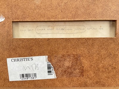 Lot 1003 - *Colin Self (b.1941) watercolour and gold paint on paper, entitled in pencil verso 'Cinema Study 1969. No. 30 (Cinema Curtain), 28th July 1969', in glazed frame Provenance: Studio 4, 2 Do...