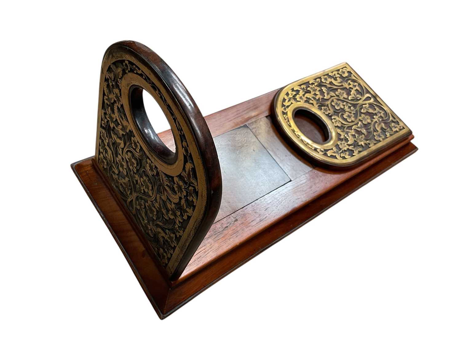 Lot 17 - Victorian walnut and brass mounted book slide