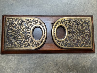 Lot 17 - Victorian walnut and brass mounted book slide