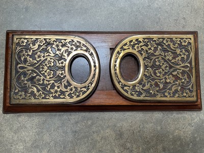 Lot 17 - Victorian walnut and brass mounted book slide