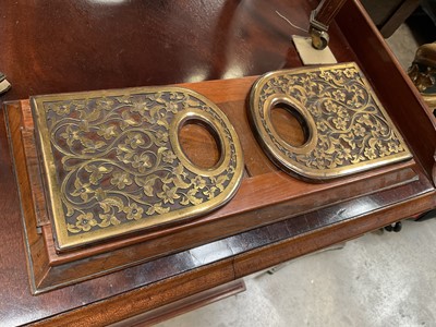 Lot 17 - Victorian walnut and brass mounted book slide