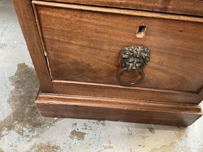 Lot 1259 - Late 19th century mahogany twin pedestal desk, the green leather lined top above an arrangement of six drawers with brass lion mask ring handles