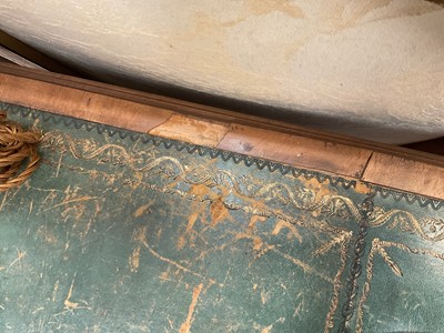 Lot 1259 - Late 19th century mahogany twin pedestal desk, the green leather lined top above an arrangement of six drawers with brass lion mask ring handles