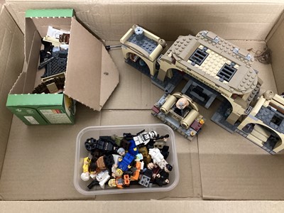 Lot 683 - Lego Star Wars constructed spaceships and Lego City models, plus some mini figs (2 boxes)