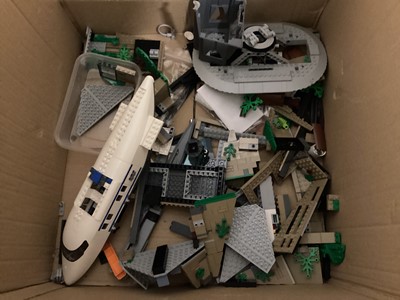 Lot 683 - Lego Star Wars constructed spaceships and Lego City models, plus some mini figs (2 boxes)