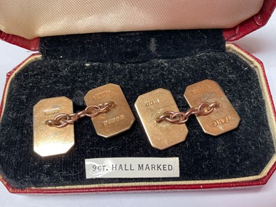 Lot 74 - Pair 1960s 9ct gold cufflinks in case (Birmingham 1963)