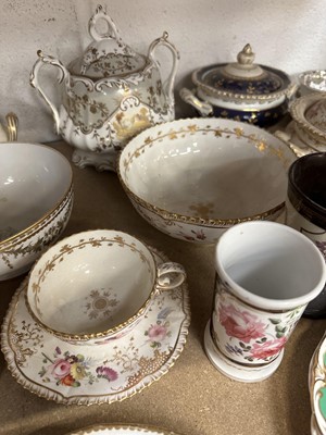 Lot 71 - Group of mostly 19th century English porcelain, tea and dinnerware, cabinet plates, cups and saucers, various factories