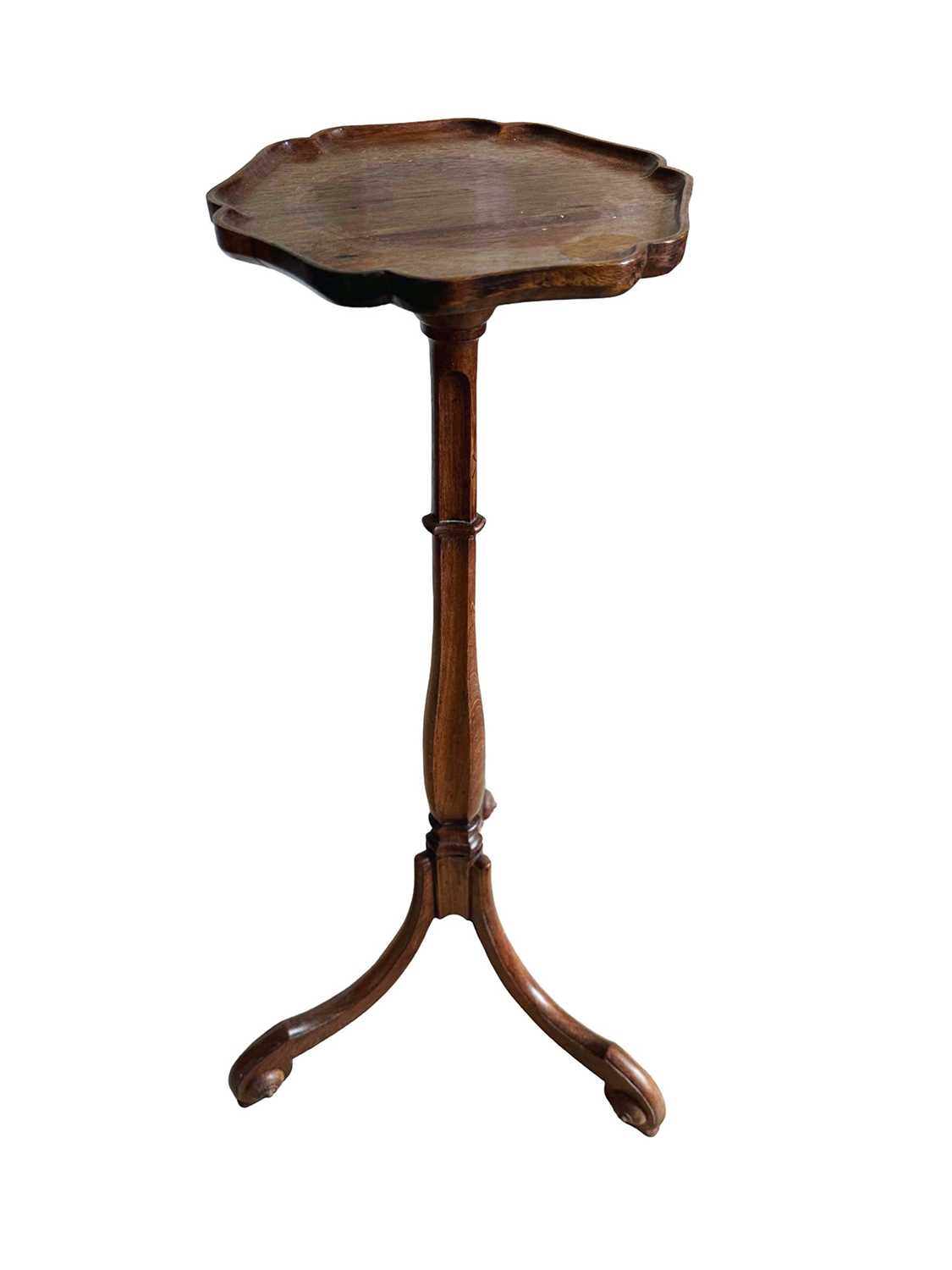 Lot 1253 - Late 18th / early 19th century mahogany torchère, the hexagonal top on shaped column and tripod base, 88cm high