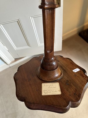 Lot 1253 - Late 18th / early 19th century mahogany torchère, the hexagonal top on shaped column and tripod base, 88cm high