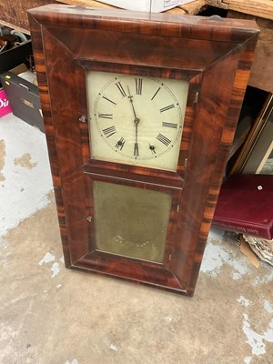 Lot 42 - American wall clock with two weights, Edwardian mantel clock, tiny mantel clock and clock under dome (4)