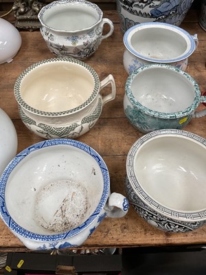 Lot 32 - Six 19th century chamber pots including one Mason's ironstone