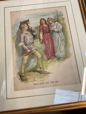 Lot 45 - Group of 10 antique prints of fairytales, including Puss in Boots, Sleeping Beauty, Snow White, etc