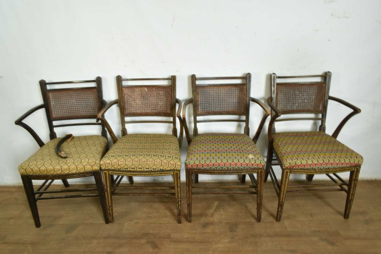 Lot 1284 - Set of four Regency painted elbow chairs