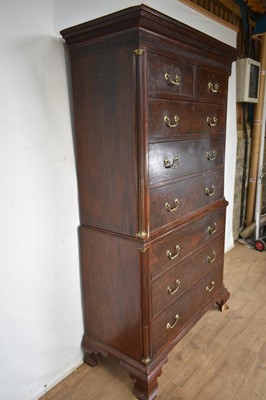 Lot 1293 - Mid 18th century walnut and grained chest on chest