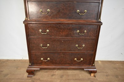 Lot 1293 - Mid 18th century walnut and grained chest on chest