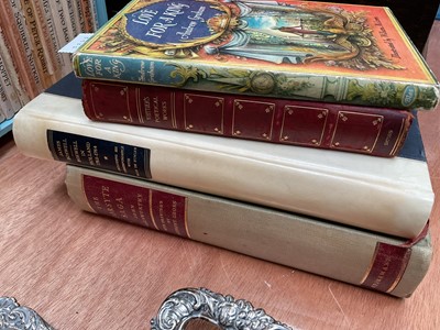 Lot 81 - Sundry items, including Sheffield plate, limited edition books, Peter Rabbit books in a bookcase, Star Trek albums, etc