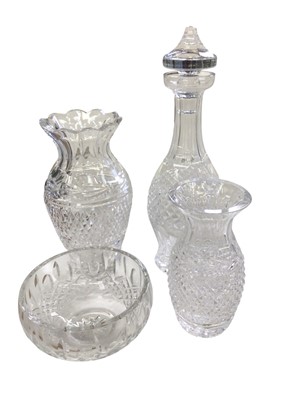 Lot 1138 - Three Waterford Crystal decanters with stoppers and other items