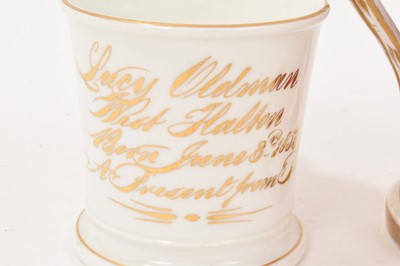 Lot 93 - 19th century two handed loving cup, and two inscribed mugs