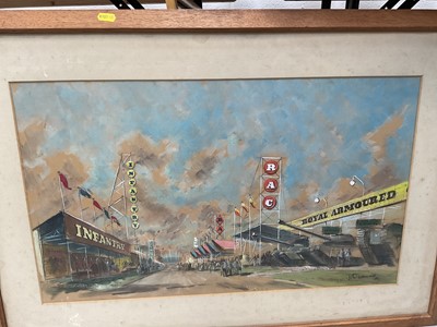 Lot 5054 - Pair of mid 20th century English School mixed media works on paper - 'The Army on Parade', indistinctly signed, 44cm x 65cm, framed