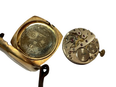 Lot 94 - 1930s 18ct gold cased wristwatch on leather strap