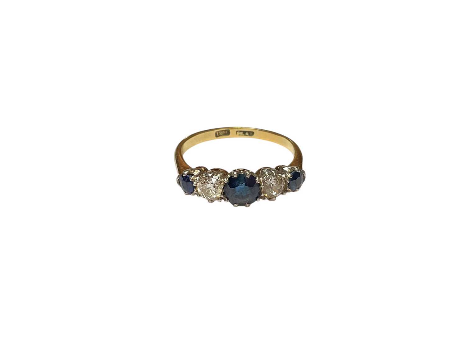 Lot 87 - 18ct gold sapphire and diamond graduated five stone ring