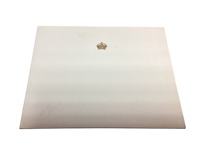 Lot 10 - H.M. Queen Elizabeth The Queen Mother, scarce signed 1986 family Christmas card with gilt embossed crown to cover, colour photograph of Her Majesty with corgis at Birkhall to the interior, signe...