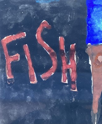 Lot 964 - *Josef Herman (1911-2000) watercolour, 'Fish', 19.5cm x 25cm, in glazed frame