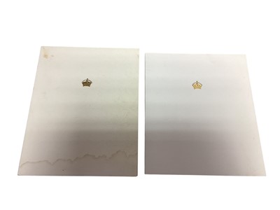 Lot 15 - H.M. Queen Elizabeth The Queen Mother, two signed 1991and 1992 Christmas cards, each with gilt embossed crown to cover, colour photograph of Her Majesty to the interior, signed in ink 'from Eliz...