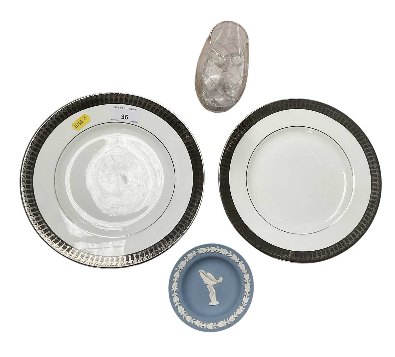 Lot 36 - Two Rolls-Royce Coalport presentation plates and Wedgwood ashtray