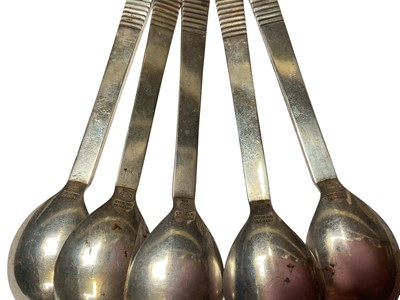Lot 43 - Five Georg Jensen Danish silver teaspoons