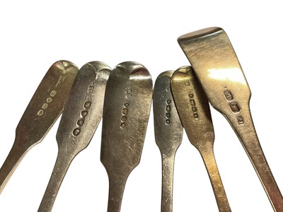 Lot 13 - Group of Georgian, Victorian and later silver spoons and an Irish silver fork