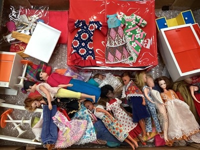 Lot 2058 - Pippa dolls no.2 (x8), Pippa doll no.3, inc. Pippa Penny Brown, Pippa Jasmine plus two Pete. Also a good selection of clothing and accessories and a red Pippa wardrobe.