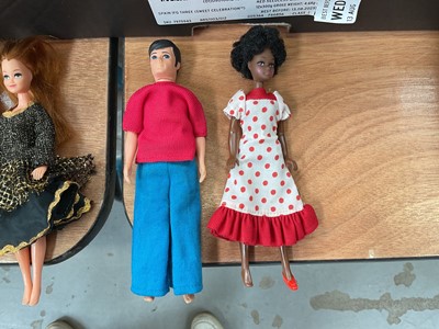 Lot 2058 - Pippa dolls no.2 (x8), Pippa doll no.3, inc. Pippa Penny Brown, Pippa Jasmine plus two Pete. Also a good selection of clothing and accessories and a red Pippa wardrobe.