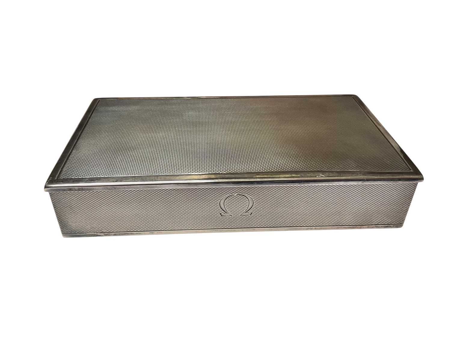 Lot 42 - Rare Omega sterling silver cigar box made to commemorate the Omega Constellation chronometer watches