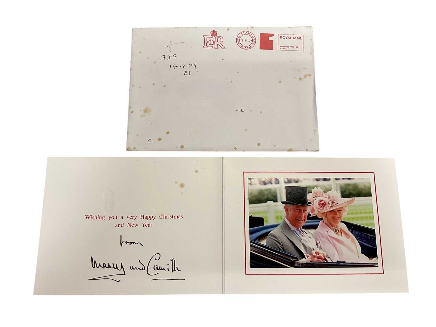 Lot 52 - H.R.H. Prince Charles Prince of Wales (now H.M. King Charles III) and H.R.H. Camilla Duchess of Cornwall (now H.M. Queen Camilla) signed 2009 Christmas card with gilt Royal cyphers to cover, forma...