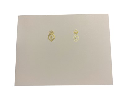Lot 58 - H.R.H. Prince Charles Prince of Wales (now H.M. King Charles III) and H.R.H. Camilla Duchess of Cornwall (now H.M. Queen Camilla) signed 2015 Christmas card with gilt Royal cyphers to cover, colou...