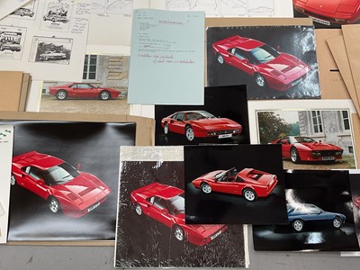 Lot 9 - Ferrari interest- fascinating collection of photographs, design sketches, prints, negatives and slides, all related to the official 1988 Ferrari UK Calendar, together with correspondence and cop...