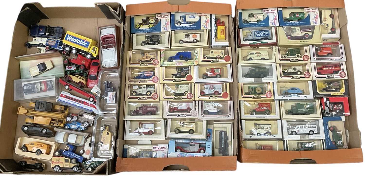 Lot 63 - Diecast boxed and unboxed car and commercial models including Lledo Days Gone models, (3 boxes).